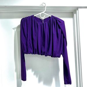 Purple cropped Zara top, defined shoulders, size M,4,6